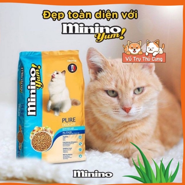 [Mã PET50K giảm Giảm 10% - Tối đa 50K đơn từ 250K] Thức ăn hạt cho mèo mọi lứa tuổi MININO YUM vị hải sản 1.5Kg