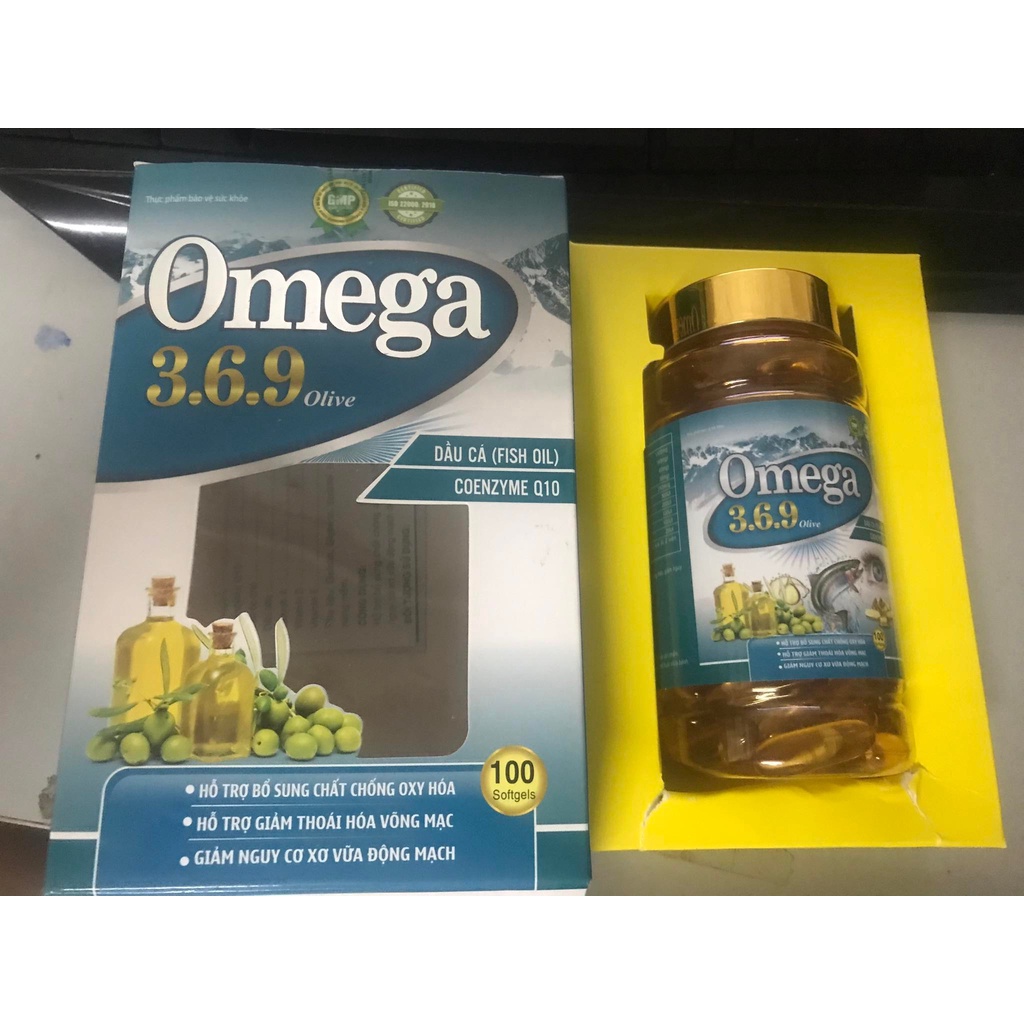 Viên dầu cá Omega 369 Olive sáng mắt - hộp 100 viên
