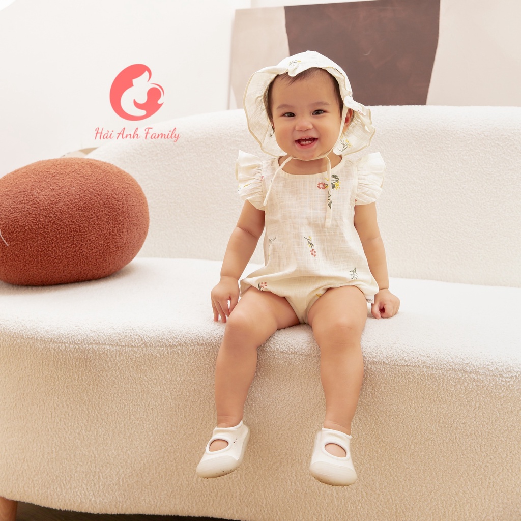 (Hàng thiết kế) Romper bèo cánh tiên vải linen thoáng mát Wings romper_Haaro Babies