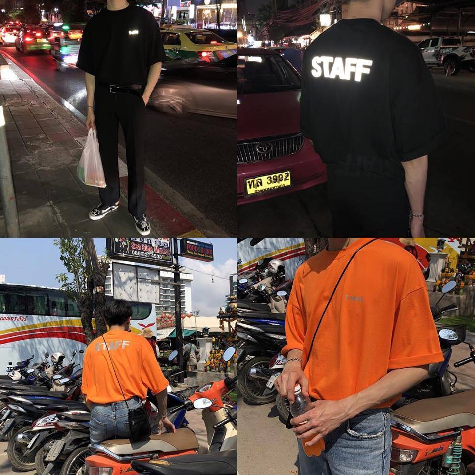 Áo Thun STAFF Cam PHẢN QUANG Unisex (Chụp FLASH mới phản quang) 1hitshop | BigBuy360 - bigbuy360.vn