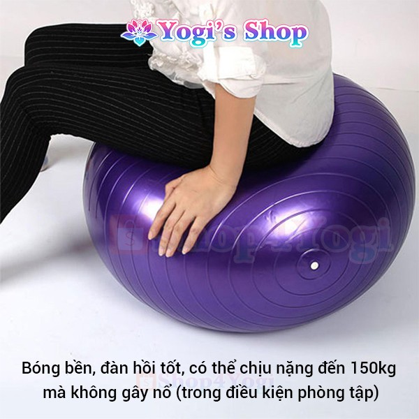 Bóng Yoga GYM Trơn, Đường Kính 75cm | Cao Su Đàn Hồi, Chịu Sức Nặng Đến 150kg, Chống Nổ