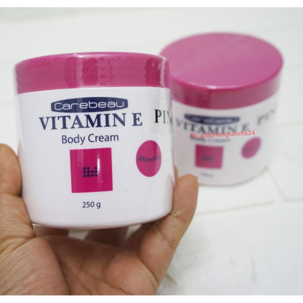 Kem Dưỡng Ẩm Vitamin E Carebeau Body Cream Pink 250g Thái Lan