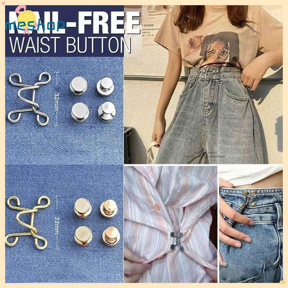 Khóa bấm nối nút điều chỉnh thắt lưng eo quần jean không cần đinh tháo được thời trang cho nam và nữ