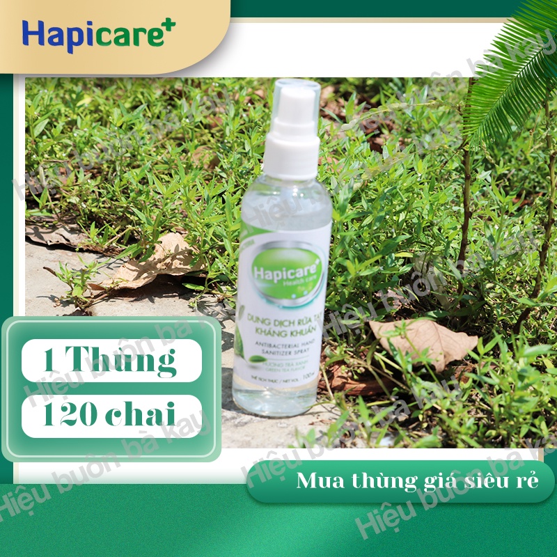 [1 Thùng  - 120 chai ]  Nước rửa tay khô HapiCare+ (100ml) kháng khuẩn và khử mùi