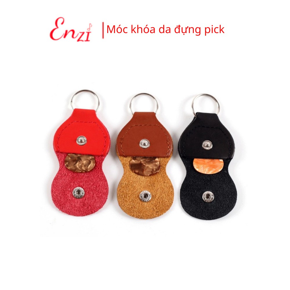 Móc khoá da đựng phím gảy pick gảy chất lượng Enzi