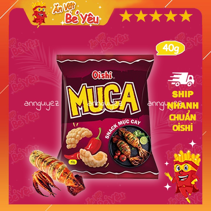 Bim bim Oishi snack Muca snack mực cay 40g