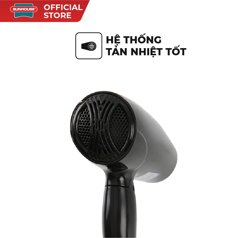 Máy Sấy Tóc Sunhouse SHD2306 Đen Với 3 Chế Độ Sấy, Tản Nhiệt Tốt Hàng Chính Hãng