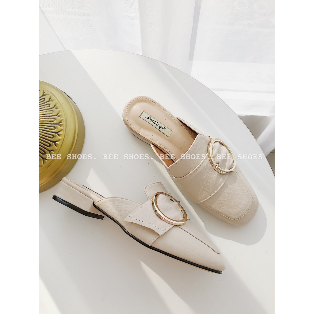 BEESHOES - GIÀY SỤC MŨI TRÒN CAO 2 PHÂN - GIÀY SỤC 2 PHÂN CHẤT DA MÈM ĐI SIÊU EM  SẴN MÀU ĐEN - KEM | BigBuy360 - bigbuy360.vn