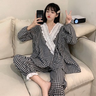 Bộ ngủ sọc đen tay dài ulzzang