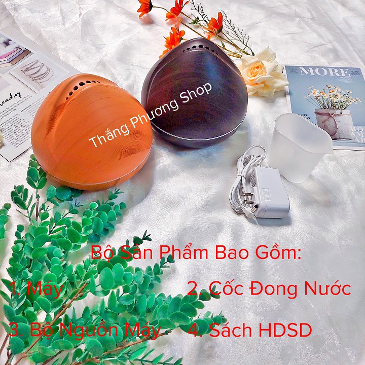 [BH 12 Tháng] Máy Tạo Ẩm, Máy Khếch Tán Tinh Dầu AROMA Hình Búp Sen ( Tặng Chai Tinh Dầu 10ml)