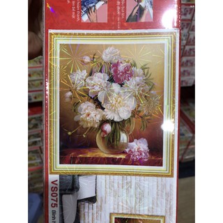 TRANH ĐÍNH ĐÁ BÌNH HOA TÍM Vs277