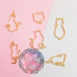 Khung kim loại hình mèo làm charm resin - cat open bezel