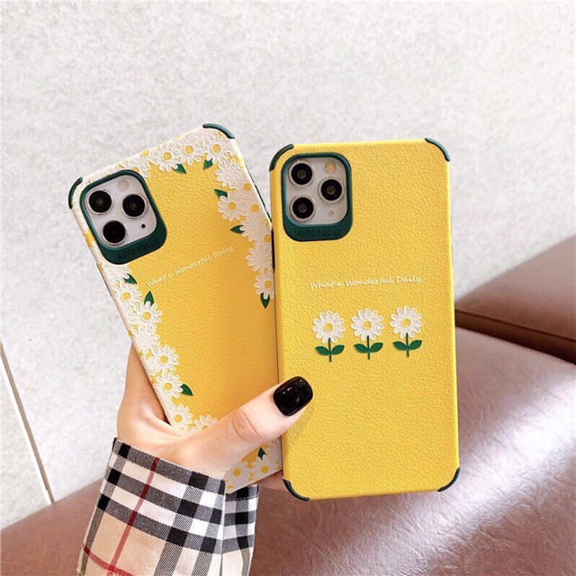 Ốp Daisy viền da 4 góc 5/5s/6/6s/6plus/6splus/7/8/7plus/8plus/X/Xs/Xsmax/11/11Promax / Mily store