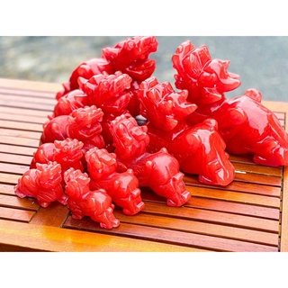 Cặp tỳ hưu phong thủy , tỳ hưu cánh tiên đá núi lửa obisidian đỏ - dài từ 10cm - 20cm