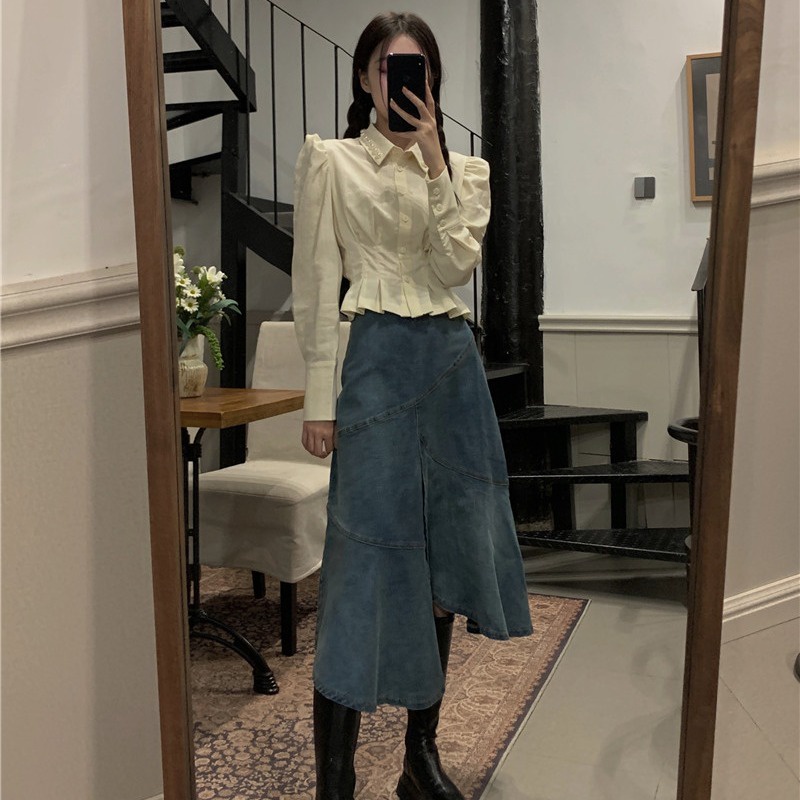 Áo sơ mi nữ cách điệu dáng ngắn xinh 2022 (có ảnh thật)