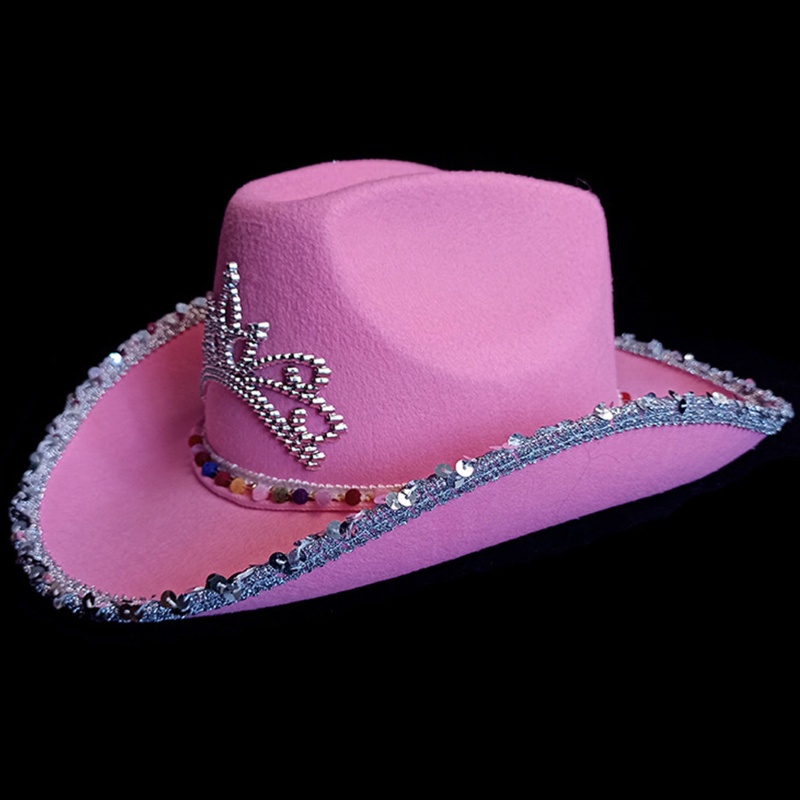 Mũ Cao Bồi Đính Kim Sa Lấp Lánh Phong Cách Retro Phương Tây