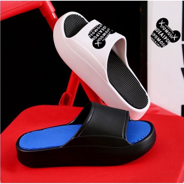 Dép lê bánh mì gấu nam nữ quay ngang  đế cao 3cm EVA  in gấu unisex Ulzzang tôn giáng tăng chiều cao