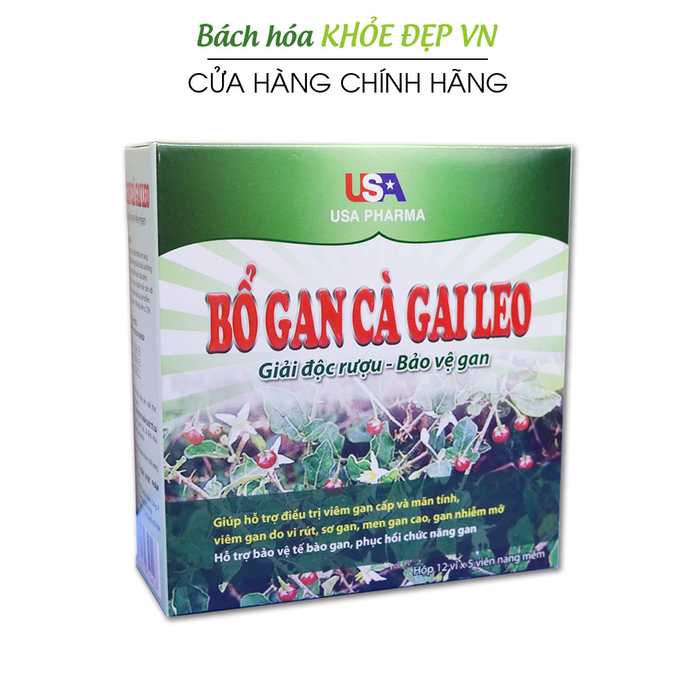 Viên uống Bổ Gan Cà Gai Leo mát gan, giải độc gan, hạ men gan - 60 viên [Bổ Gan Cà Gai Leo USA]