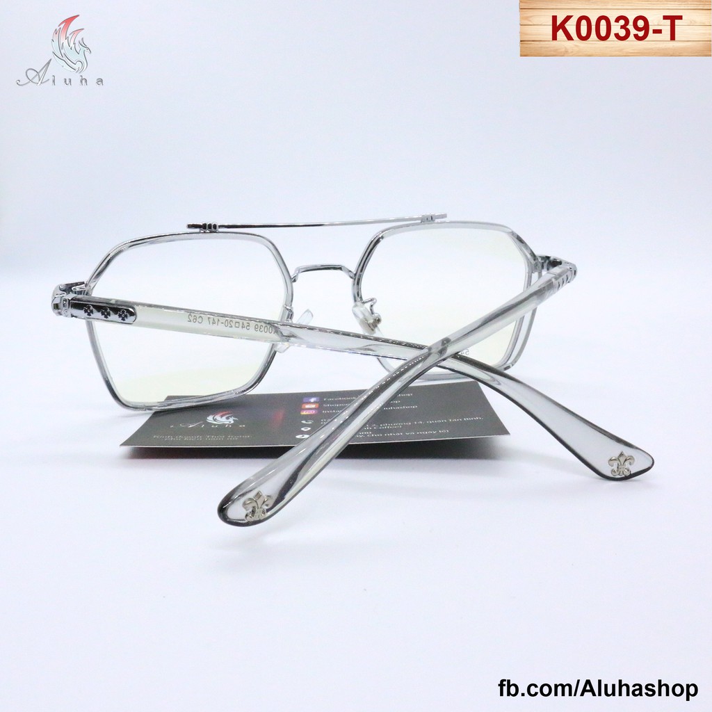 Gọng kính Unisex hot trend khung kim loại + nhựa TR90 cao cấp họa tiết hoa Iris Chrome Heart - K0039 - Aluha