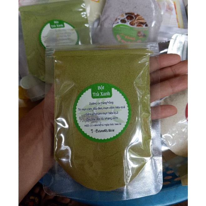 bột trà xanh đắp mặt 100 gram handmade nguyên chất