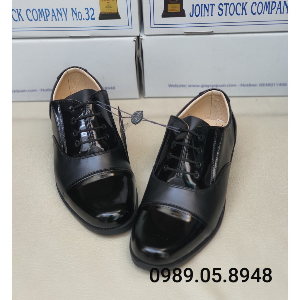 Giày da nam công sở chất liệu da bò có điểm nhấn da bóng - Giày tây nam đế cao su có khâu đế chắc chắn màu đen Mã 28CA
