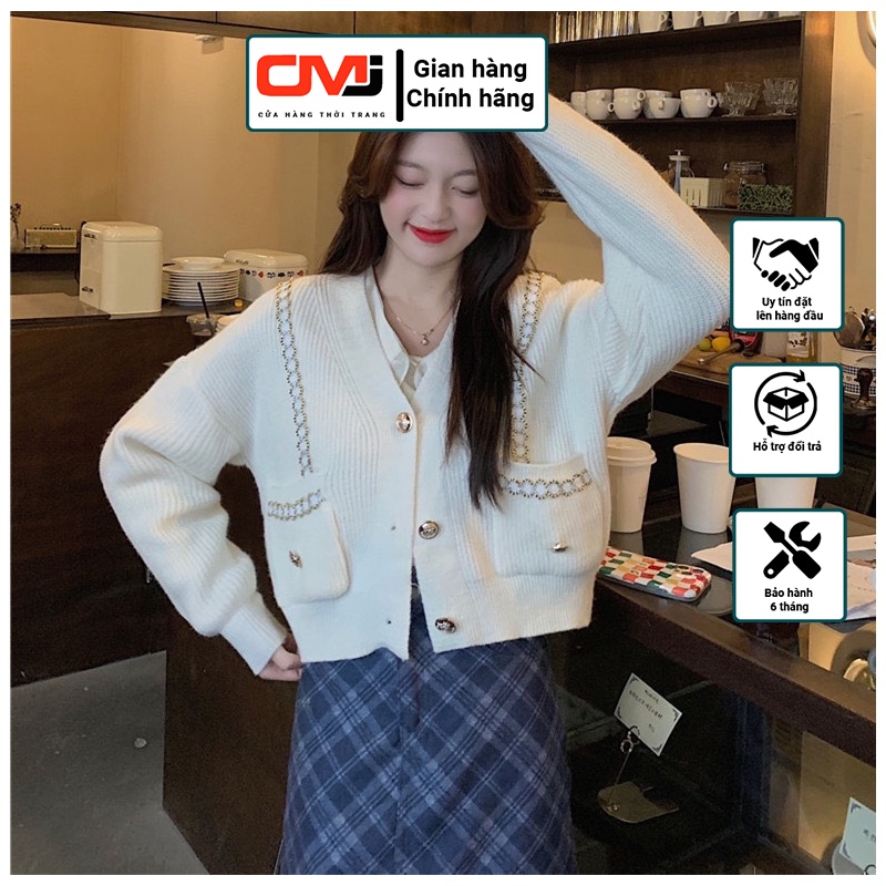 Áo khoác ngoài cardigan nữ form rộng, áo cardigan nữ OMI chất liệu len mịn 2 màu đen trắng