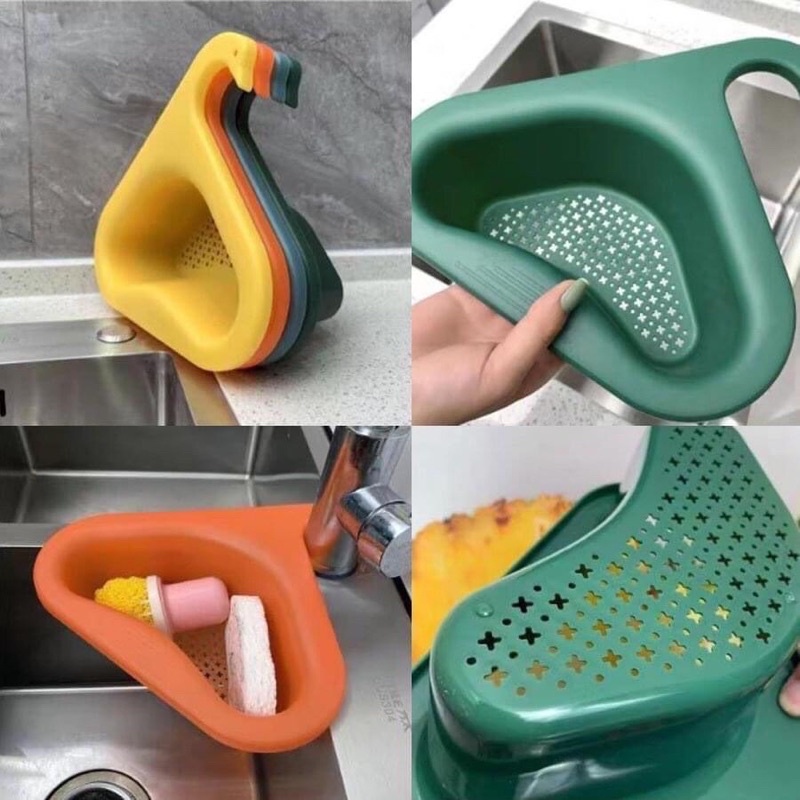 khay lọc rác, đựng dụng cụ rửa chén gắn bồn rửa bát hình thiên nga