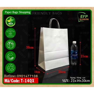 combo 50 túi giấy kraft quai xách màu trắng sang trọng