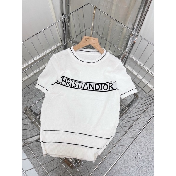 Áo len mỏng mongtoghi viền chữ Đì O hai màu Trắng , Đen