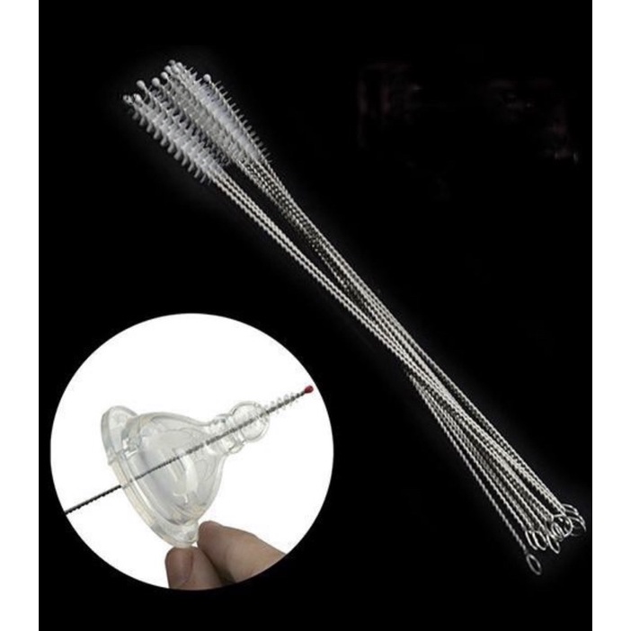 Cọ vệ sinh núm ti ống hút bình sữa cho bé bằng thép không gỉ có thể uốn cong
