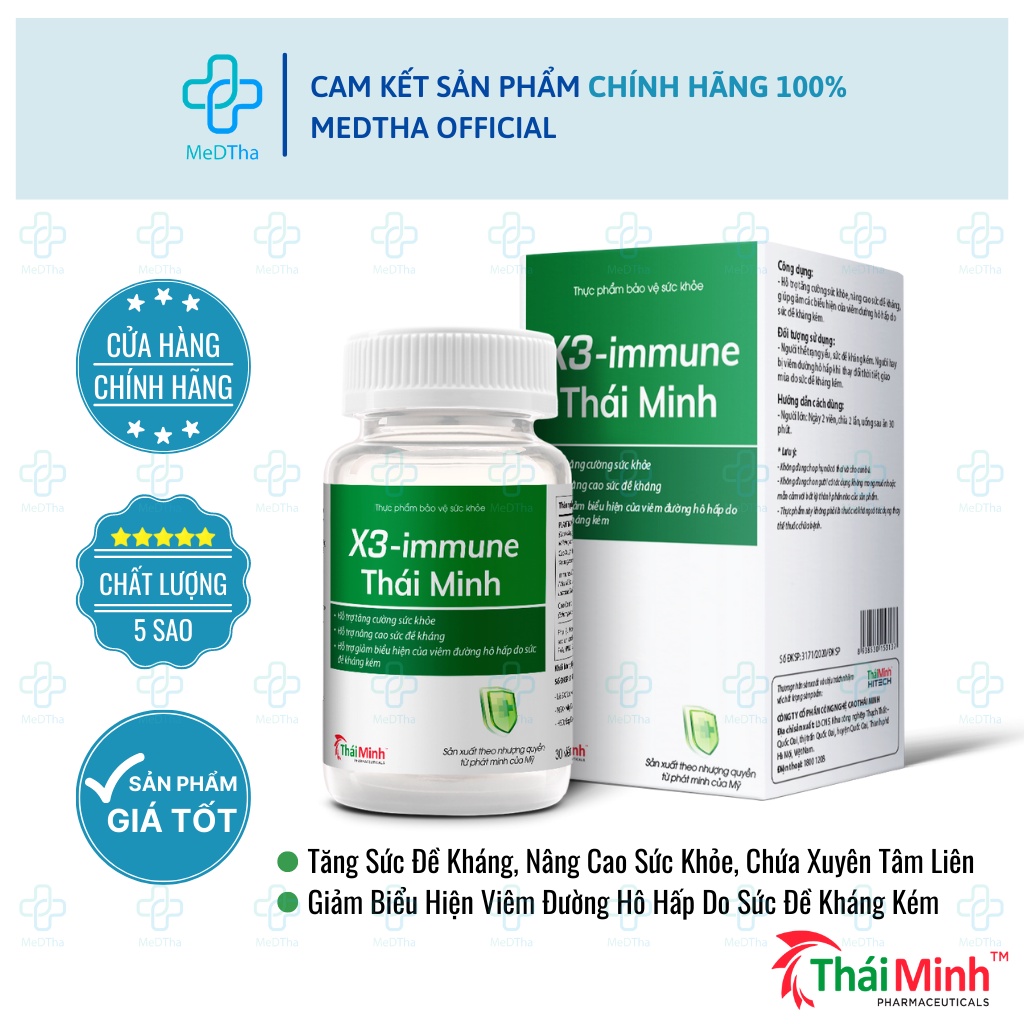 Xuyên Tâm Liên X3-Immune Thái Minh - Tăng đề kháng, tăng cường sức khỏe, phòng ngừa viêm đường hô hấp [Chính hãng]