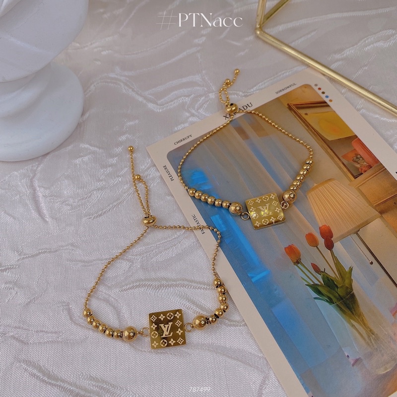 Lắc tay titan dáng rút mặt thương hiệu vuông freesize cá tính .PTNACC.