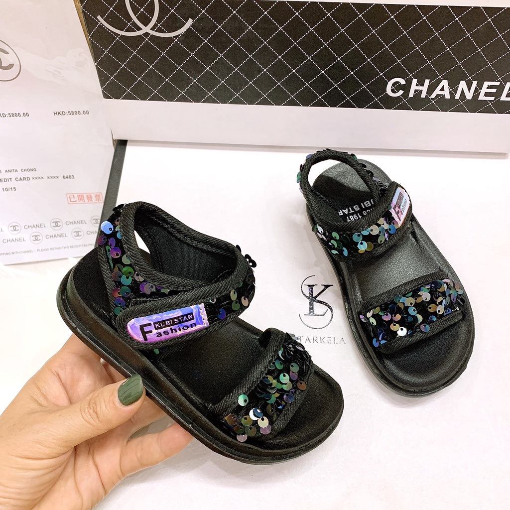Sandal Kim Tuyến Cho Bé Yêu _  Dép Da L-V Quai Hậu Da Mềm Nhẹ Êm!!