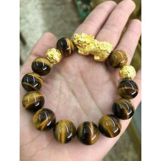 Vòng mắt hổ  mix tỳ hưu và cầu kim tiền bạc si vàng