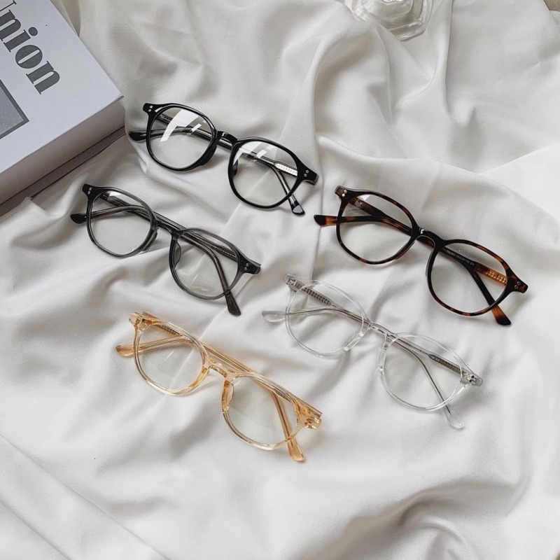 Kính giả cận, Gọng kính cận chống ánh sáng xanh, UV400 1952 lõi thép vuông bo tròn size trung Jolie eyewear