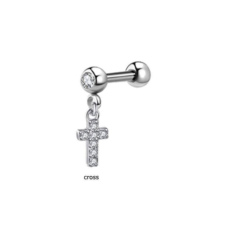 1 Khuyên Tai Xoắn Ốc Thép Đính Đá Zircon 16Gauge
