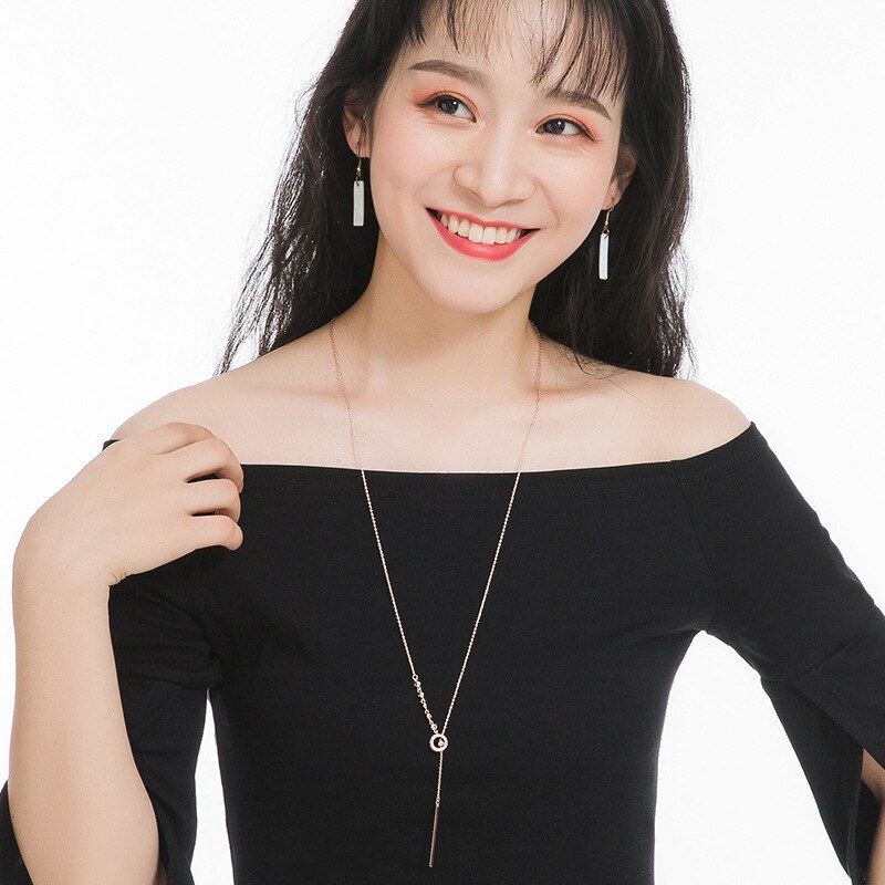 Vòng cổ Dáng Dài Mặt Tròn Đơn Giản Mẫu Mới 2021 Dành Cho Nữ