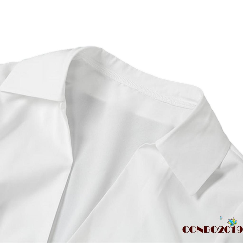 HGM-Women’s Sexy Tops and Skirt Suit Fashion Solid Color Long Sleeve Cardigan and Split Short Skirt