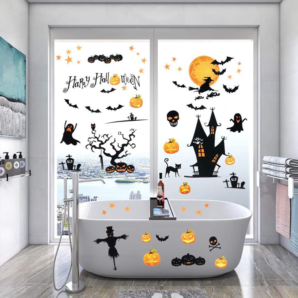 Set 65 Miếng Dán Cửa Kính Họa Tiết Halloween Độc Đáo