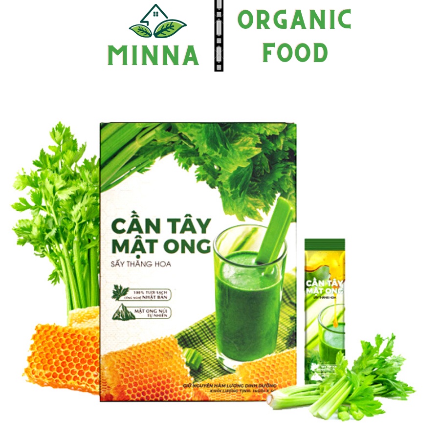 Bột Cần Tây Mật Ong MINNA, Cần Tây Mật Ong, Giảm Cân Đẹp Da Detox Cơ Thể, Làm Mịn Da Hộp 45g (15 gói x 3g)
