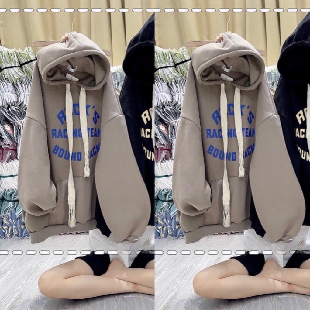 Áo hoodie nữ  in chữ ROCK bản dây to siêu xinh, Áo hôdie nữ form Rộng