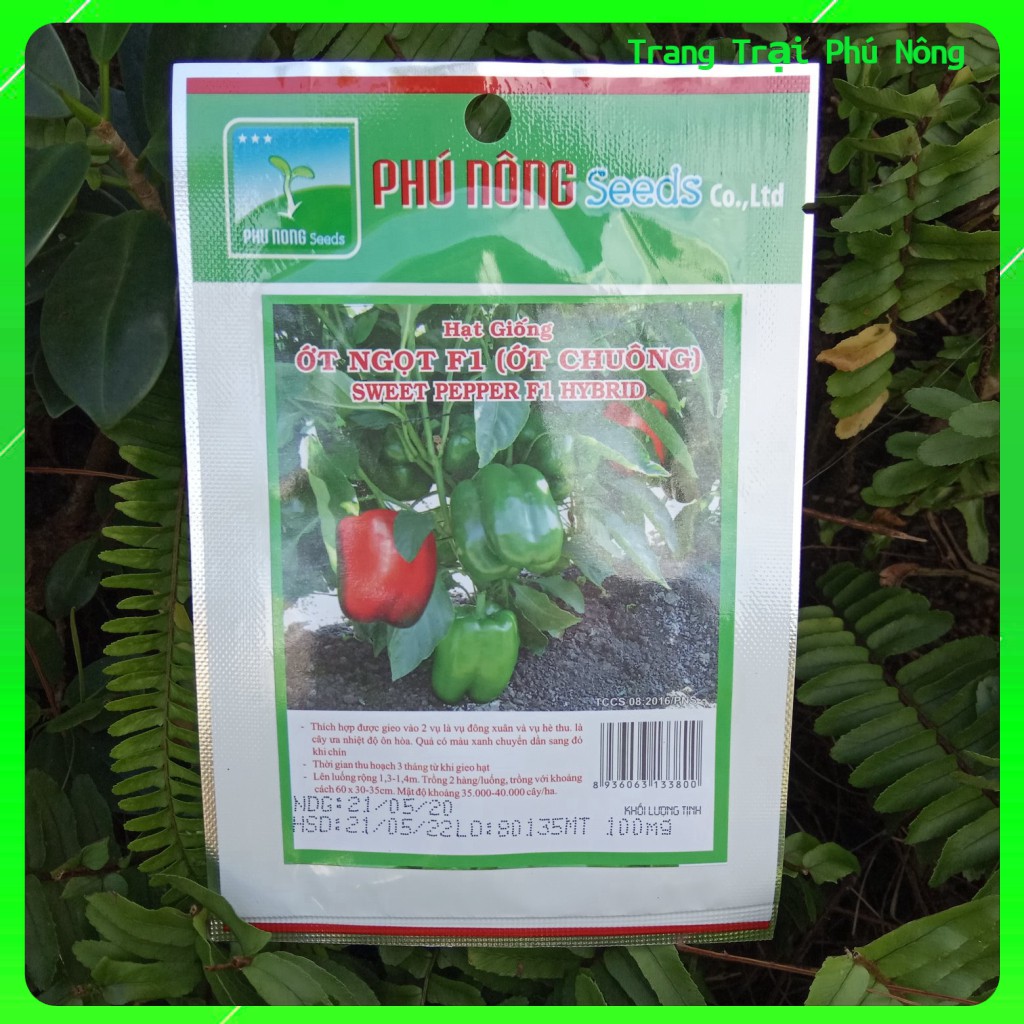 Hạt giống Ớt Ngọt F1 - Ớt Cali OP  Phú Nông - Gói 0.1g - 0.2g- Sweet Pepper F1 Hybrid