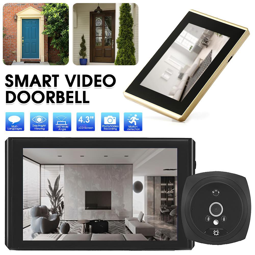 Chống nhiễu☞✑✹Máy quay video DoorBell quay HD Digital 4.3 Inch Pee folo Photo Video Doors, máy xem phim ống kính rộng Cú