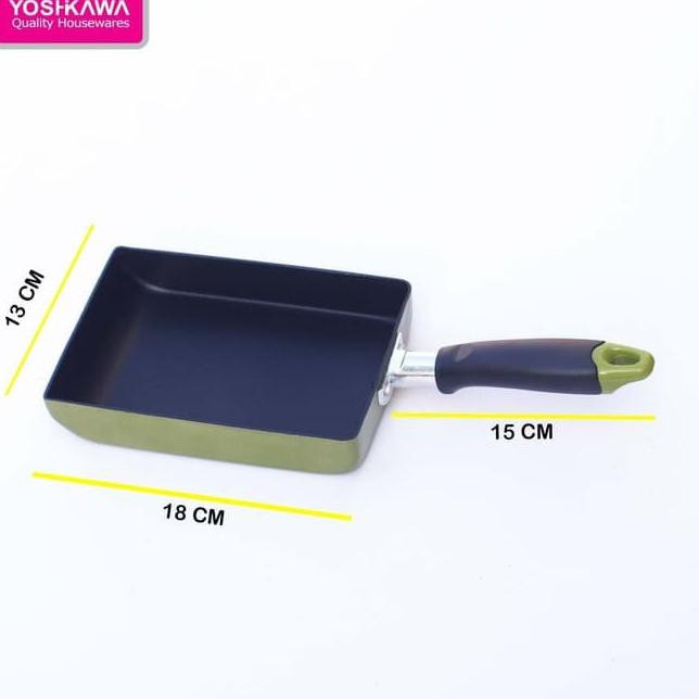 Chảo Chiên Trứng Yoshikawa Hijau Cl1318 13x18 Teflon Omelet Box Tamagoyaki 70w