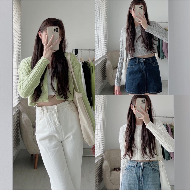 ÁO LEN CROPTOP THỪNG THÊU LOGO MẶC 2 KIỂU 935 hàng Quảng Châu loại 1