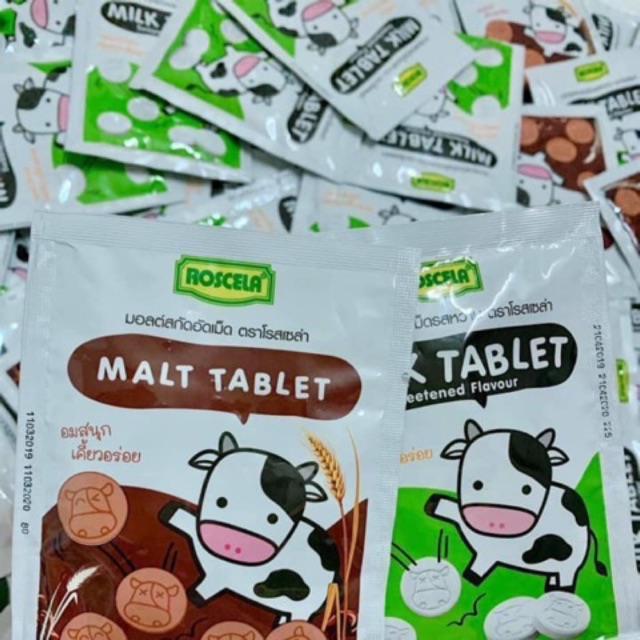 Kẹo bò sữa Milk & Malt Tablet Roscela Thái Lan