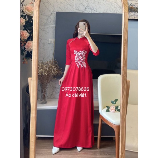 🥰 Áo dài lụa thêu lăc tay đinh đá siêu sang chảnh. hàng thiết kế cao cấp chuẩn từng đường kim mũi chỉ