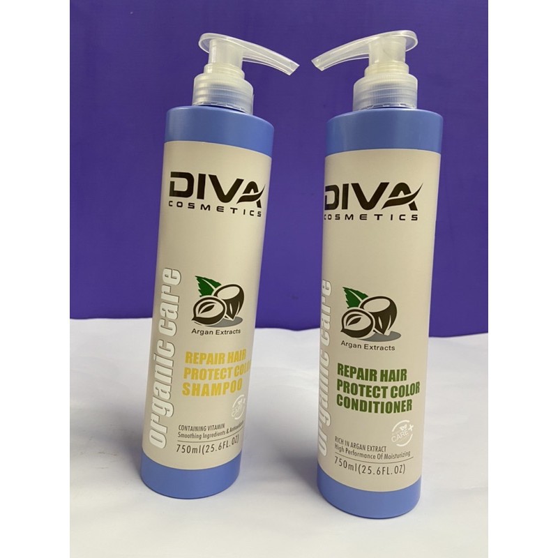 [Đáng Mua]  Dầu Gội-Dầu Xả Diva Xanh 750ML Phục Hồi Và Giữ Màu Nhuộm Mẫu Mới