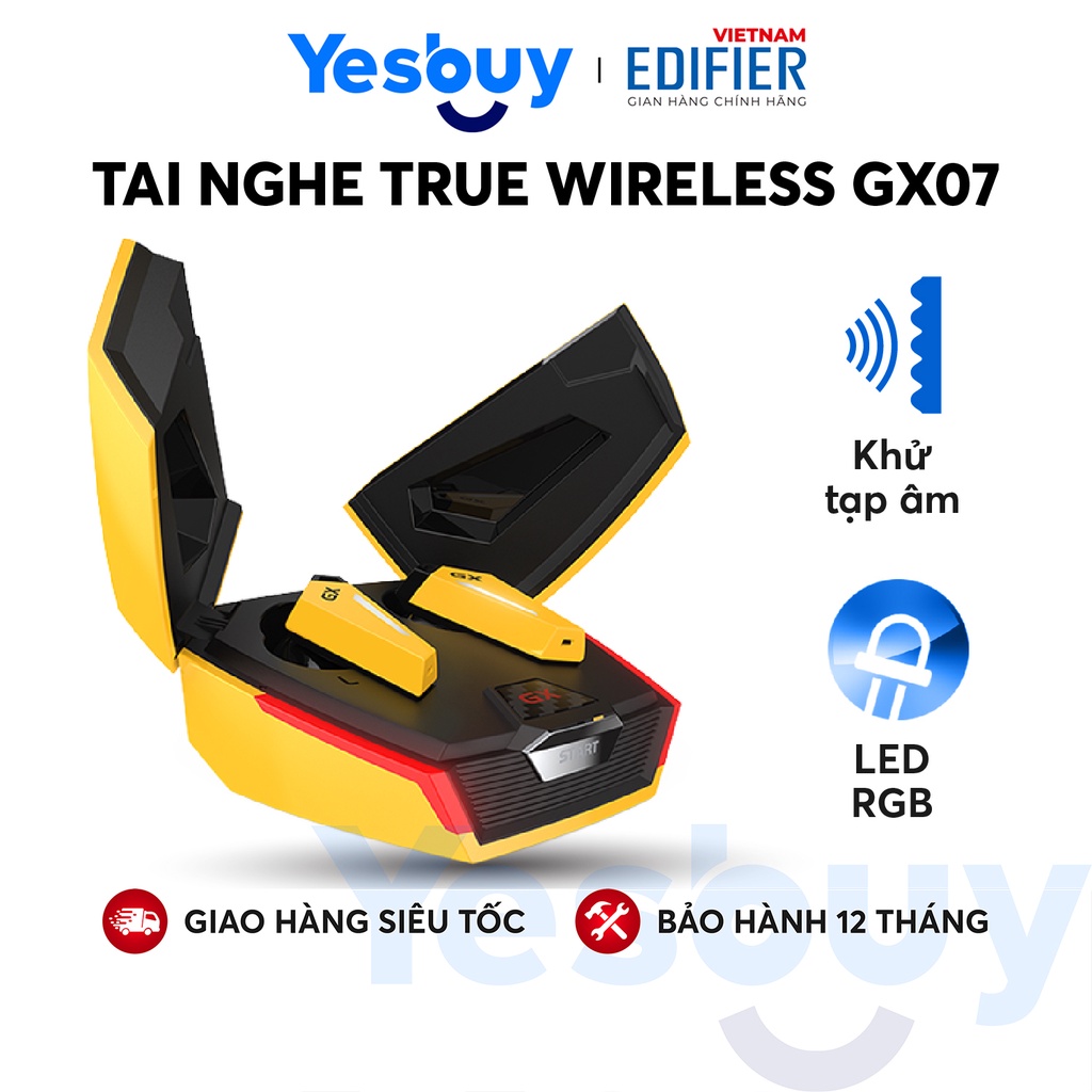 Tai nghe True Wireless Gaming EDIFIER GX7 - 26 giờ phát nhạc Khử tiếng ồn ANC - Driver 8mm, Game Mode - Hàng chính hãng