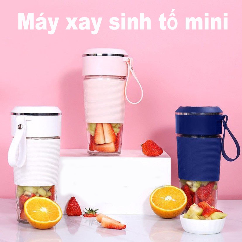 [ Xay Được Đá ] Máy Xay Sinh Tố Mini Cầm Tay Đa Năng 300ml Inox 304 Cao Cấp, Sạc USB Tiện Lợi Chất Liệu Như Bình Sữa